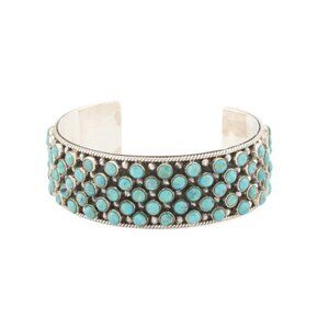 SHIVAM Silver/Turquoise Made In India Sterling Silver Wide Turquoise Bangle